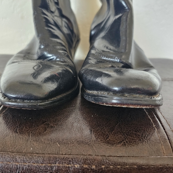 Cat's Paw VTG Cowboy Western Zip Black Leather(OutsideInside) Men's Boots Sz 8.5 - Picture 6 of 12